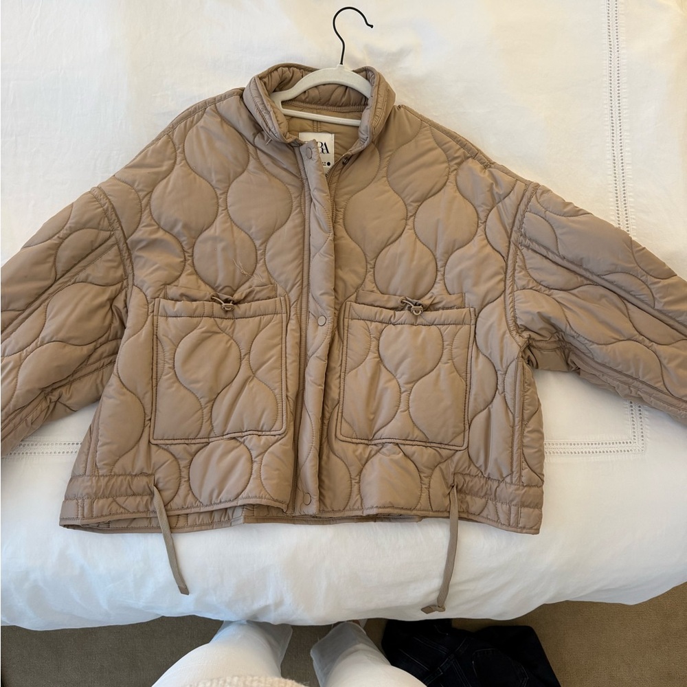 Zara Beige Quilted Jacket